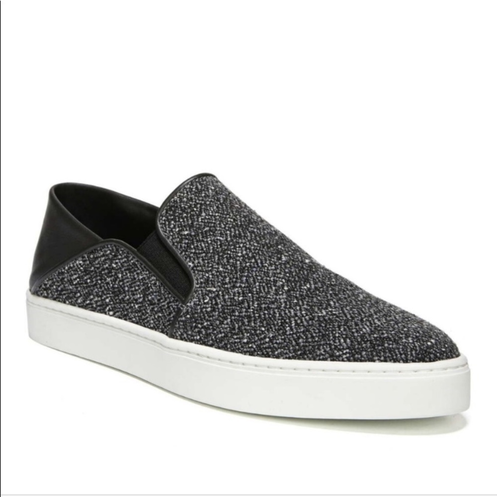 Vince Black and White Slip-On Sneakers